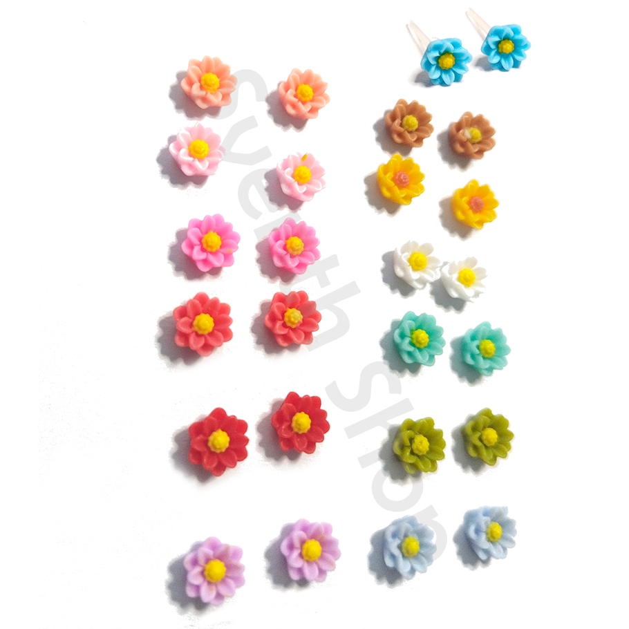 Anting Plastik Bunga Teratai Mini