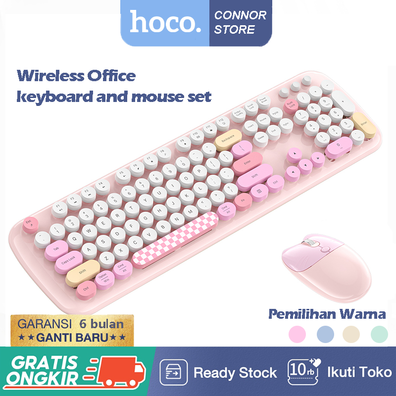 HOCO Keyboard Mouse Wireless 2 in 1 |2.4G Keyboard Gaming  Mouse  Set |  Cute Laptop Keyboard