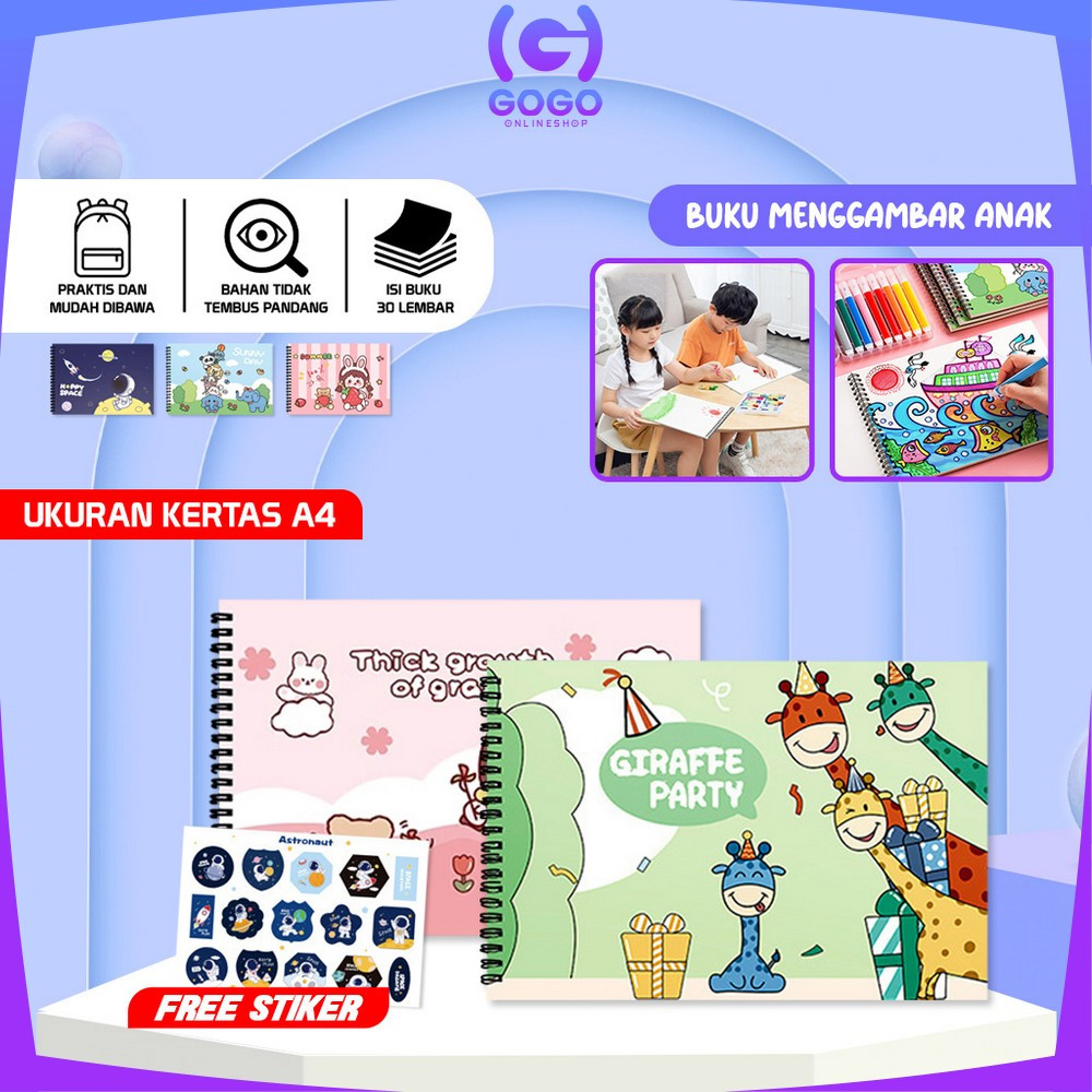 

GOGO-A62 Buku Gambar A4 30 Lembar Drawing Book Buku Mewarnai Anak Balita Painting Book / Buku Menggambar Buku Sketsa Gambar Lukis
