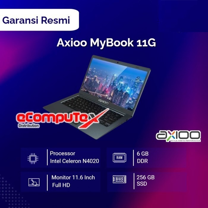 LAPTOP AXIOO MYBOOK 11G N4020 6GB 256GB SSD 11.6 INCH FHD ORIGINAL GARANSI RESMI