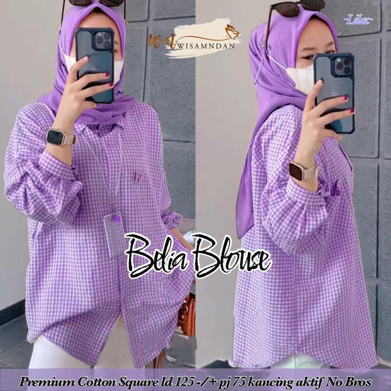 BELIA BLOUSE • WISAMNDAN • atasan wanita blus kemeja shirt katun kotak