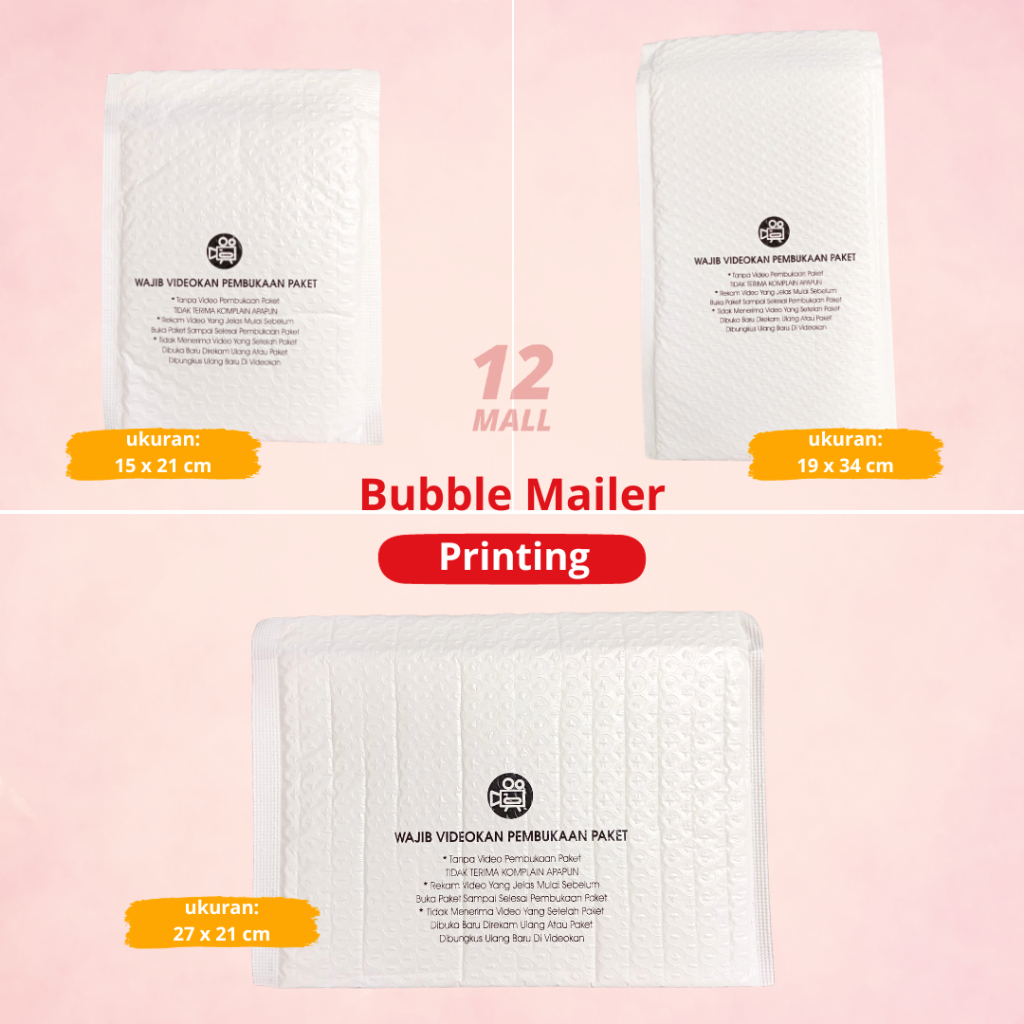 

AMPLOP BUBBLE MAILER PRINTING PREMIUM TERMURAH (Harga Per pcs) Bubblemailer