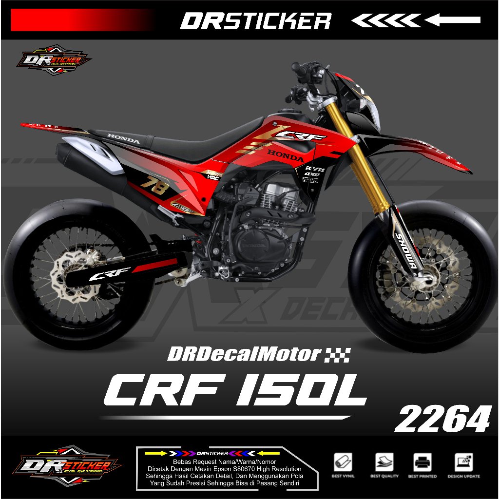 CUSTOM DECALS CRF Supermoto/Motocross Red//Crf Hologram