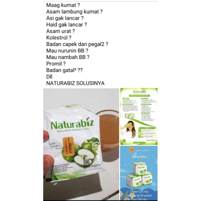 

Natura Biz Apel Hijau Minuman Untuk Kesehatan tubuh & Kulit