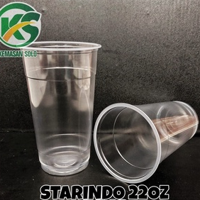 Gelas plastik cup datar PP Starindo 22 oz 22oz 8 gr