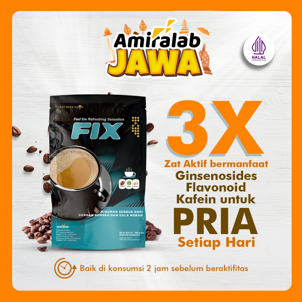 

AMIRALAB - Fix Coffee Minuman Herbal Kopi Pria Kesehatan Alami Tradisional Stamina Pria Perkasa Lemah VItalitas Laki Laki Ampuh Aman 100gr