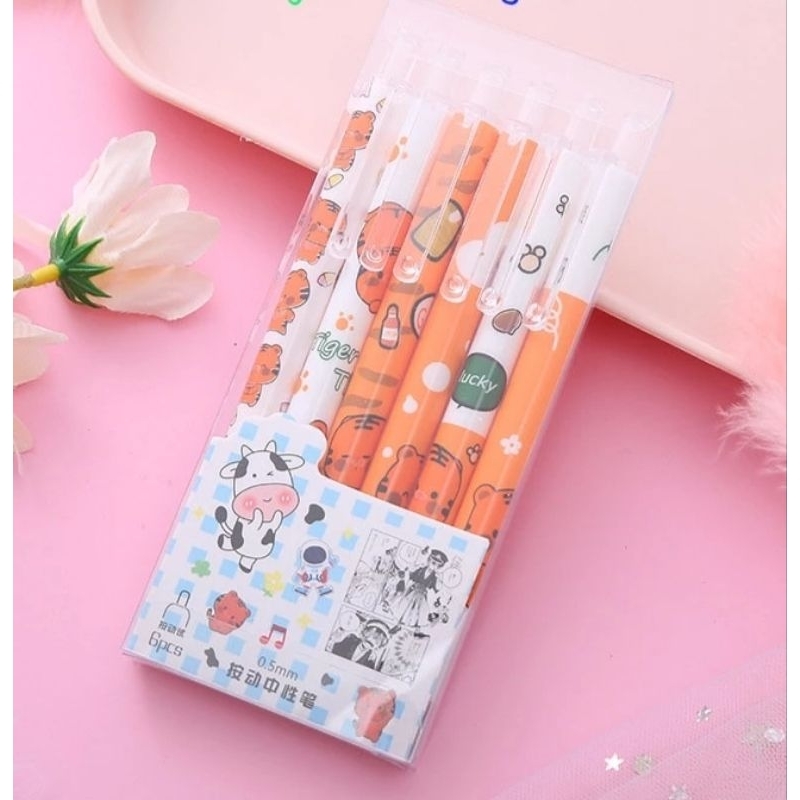 

(6pcs) Pena Mekanik Pulpen Gel mekanik Motif Lucu Karakter