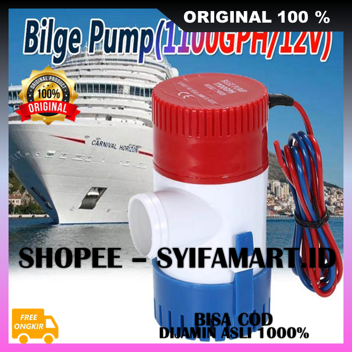 Pompa Air Celup Bilge Pump DC 12V 1100GPH Submersible Pump Mini Serbaguna 100% ORIGINAL