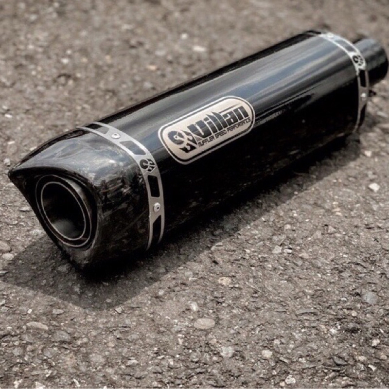 ( ORIGINAL ) KNALPOT VILLAN SV1 BLACK/SILVER SLINCER ONLY INLET 50/51