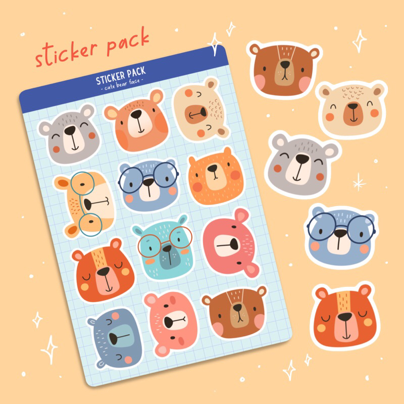 

Cute Bear Face Sticker Pack by Loonaftr