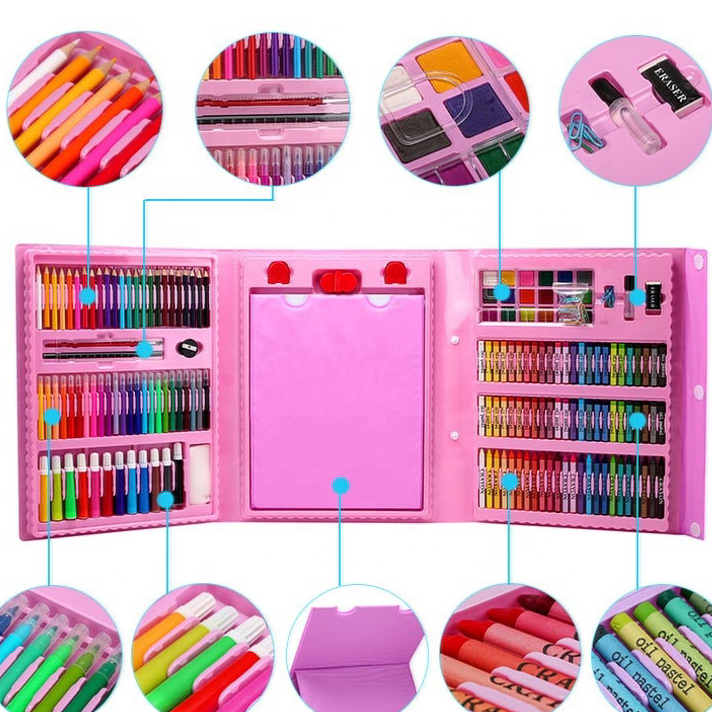 

➜♪✲❊ QH-Alat Lukis Set 208pcs Crayon Mewarnai Pensil Krayon Warna Alat Menggambar atau Mewarnai