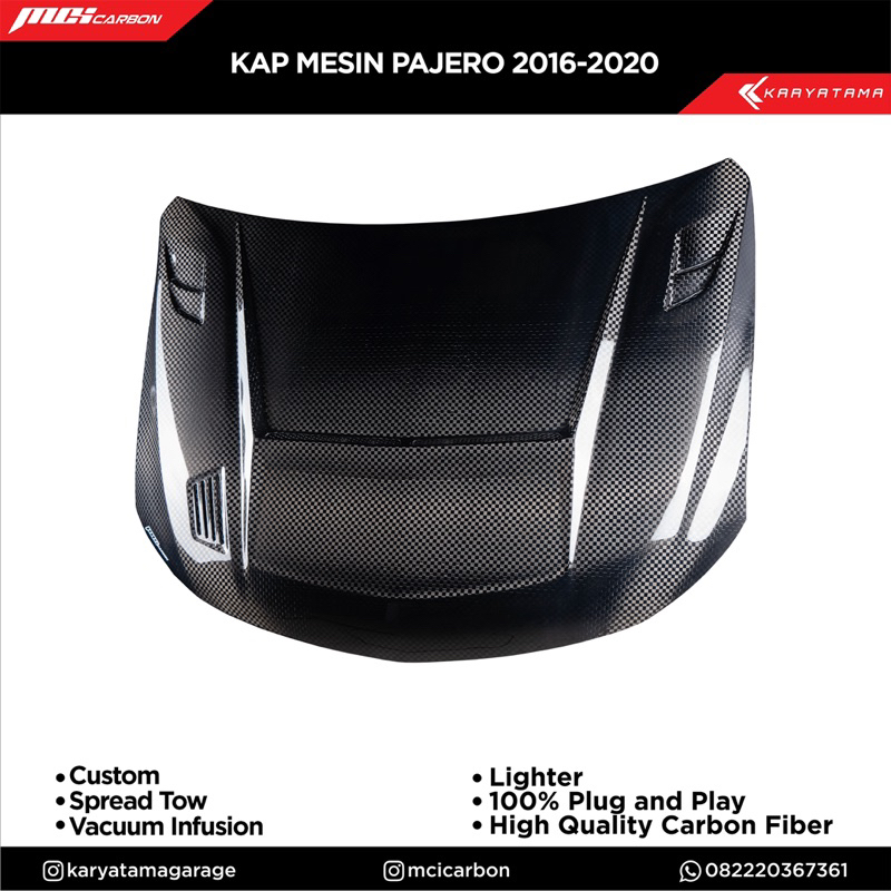 Kap Mesin Pajero 2016-2020|MCI Carbon by Karyatama