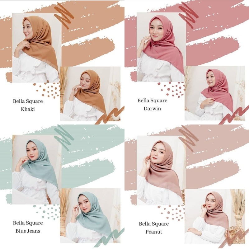 PAKET USAHA 6 PCS HIJAB BELLA SQUARE JILBAB SEGI EMPAT POLYCOTTON PREMIUM JAHIT NECI PREMIUM