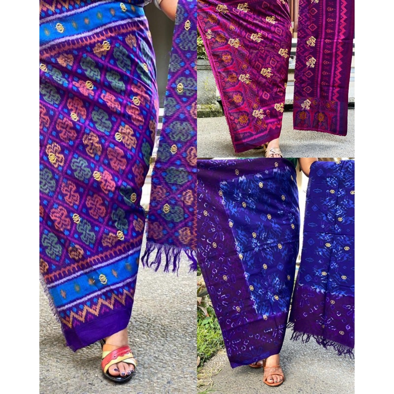 Kamen Endek Semi Mastuli Tabur Emas/ Lengkap Dengan Selendang/ Kain Bali