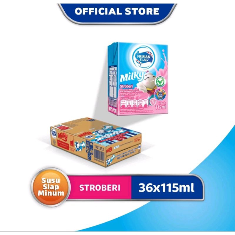 

FRISIAN FLAG SUSU UHT MILKY CHOCALATE & STARWBERY 1DUS ISI 36pc 115ml