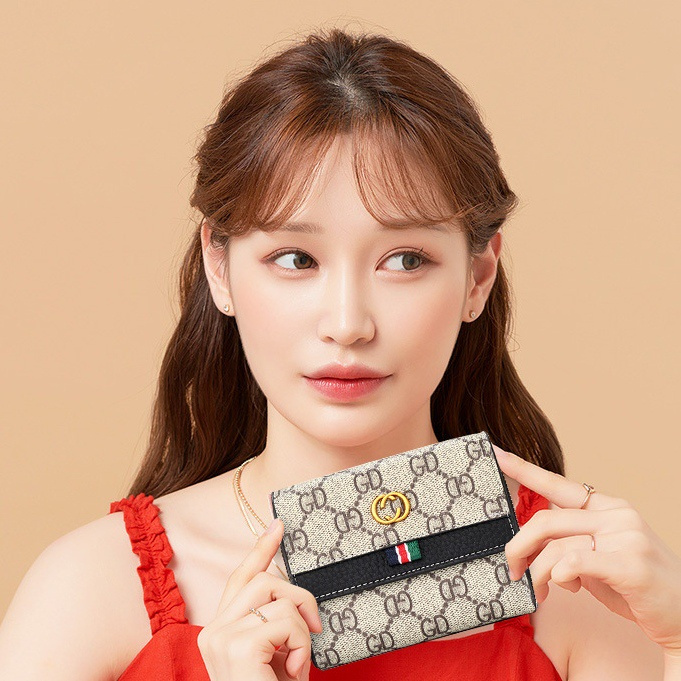 SPDM-152 DOMPET LIPAT WANITA KECIL KULIT MINI SLOT KARTU PENDEK BATAM KOREA BRANDED MURAH CEWEK