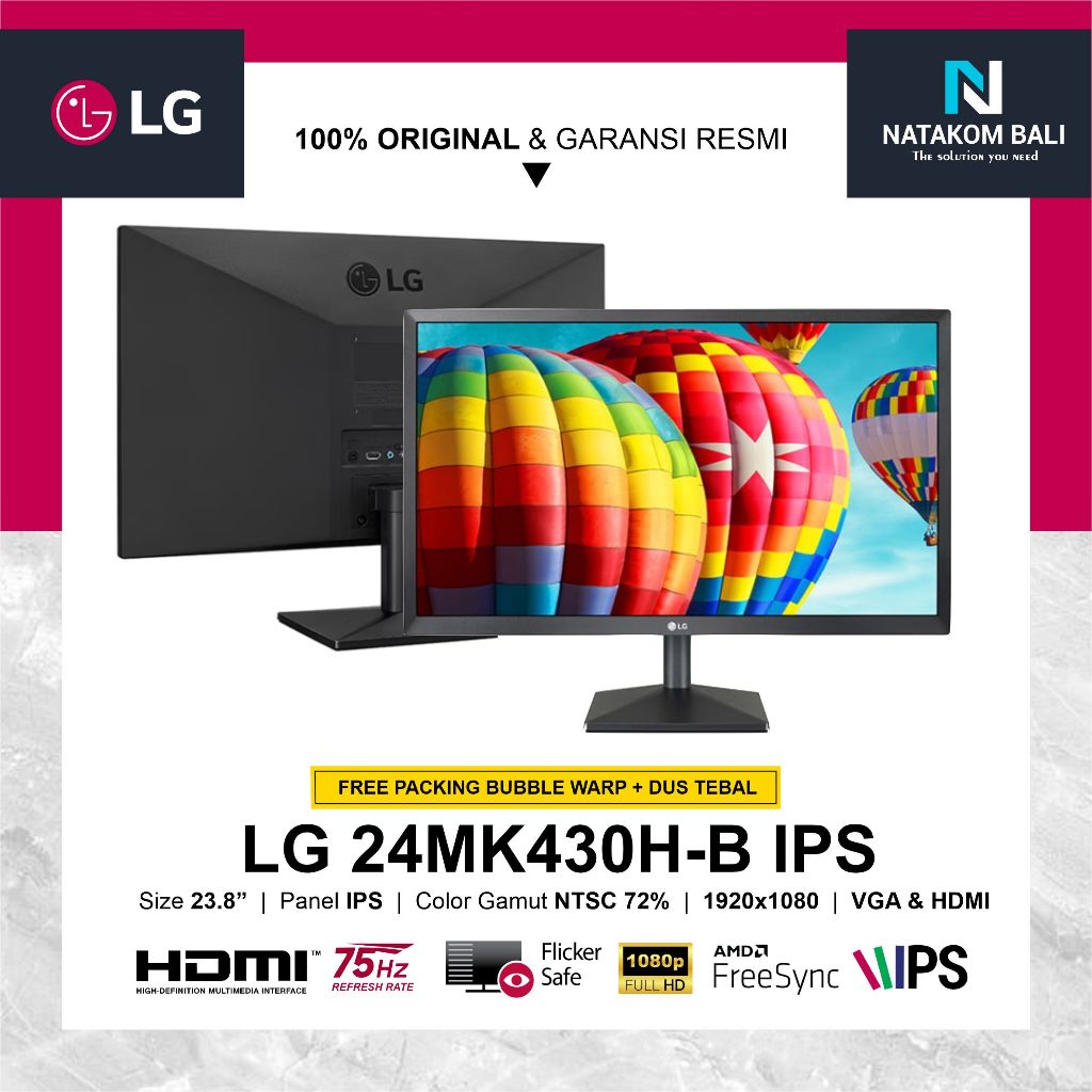 MONITOR LED LG 24" INCHI 24MK430H-B HDMI IPS
