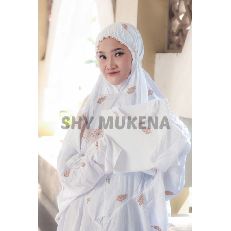 mukena terusan dewasa rayon bordir motif bunga cemara mukena langsungan terbaru 2023 adem dan ori
