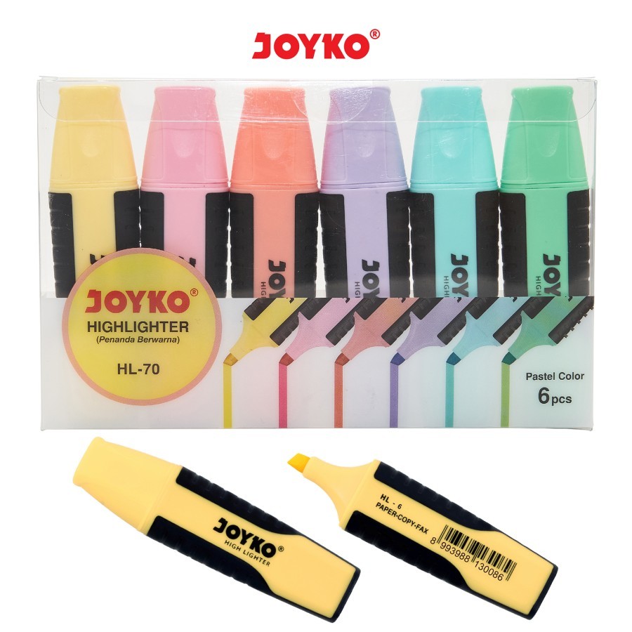 

Highlighter Penanda Berwarna Joyko HL-70 Pastel Color 1 Set 6 Pcs