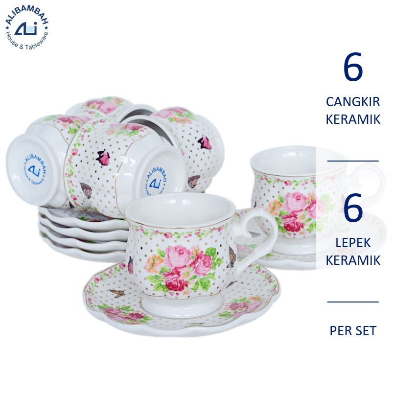Cangkir Set Keramik Alibambah - ALB-C327-GOLD