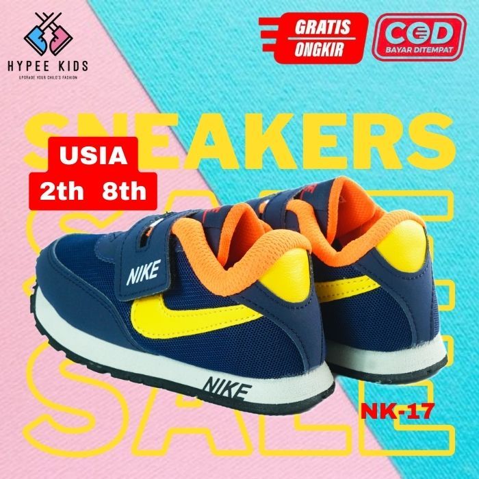 Sepatu Sneakers Anak Sekolah Nike Kids Anak Laki-laki Perempuan Cewek Cowok 2 3 4 5 6 7 8 tahun Mura