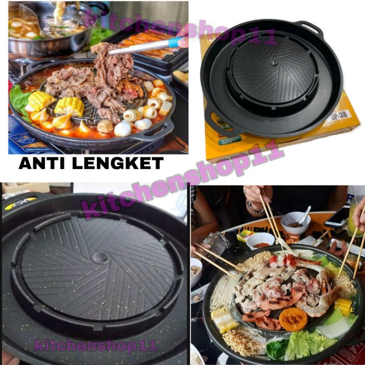 Terlaku. BBQ Plate Korean / Grill Pan Korea Barbecue Multifungsi Alat Steamboat Shabu Hot Pot Grill 