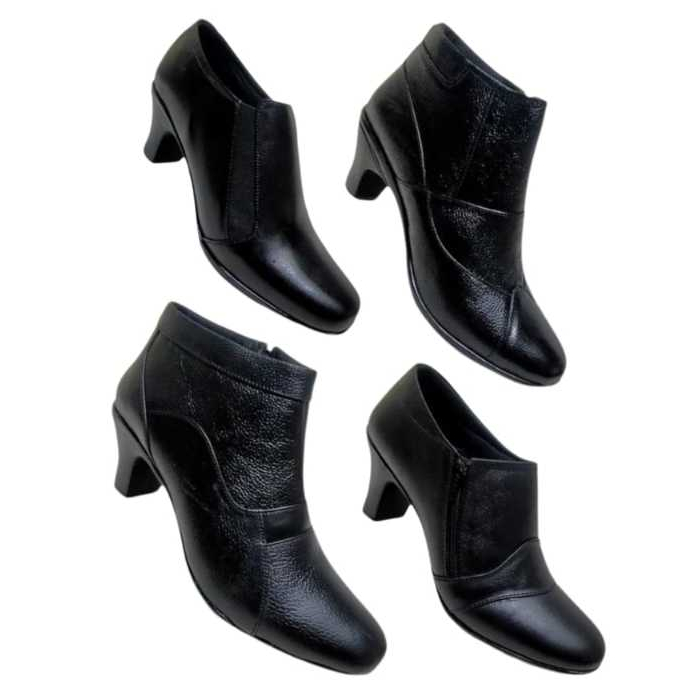 Sepatu PDh Wanita Kulit Asli - Model Boot Formal Polwan Satpam | Boot Kerja Cewek Nyaman, Kuat Awet