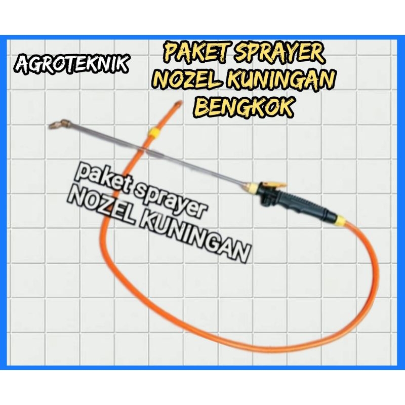 PAKET SPRAYER STIK HANDEL SELANG NOZEL KUNINGAN LUBANG 1 BENGKOK