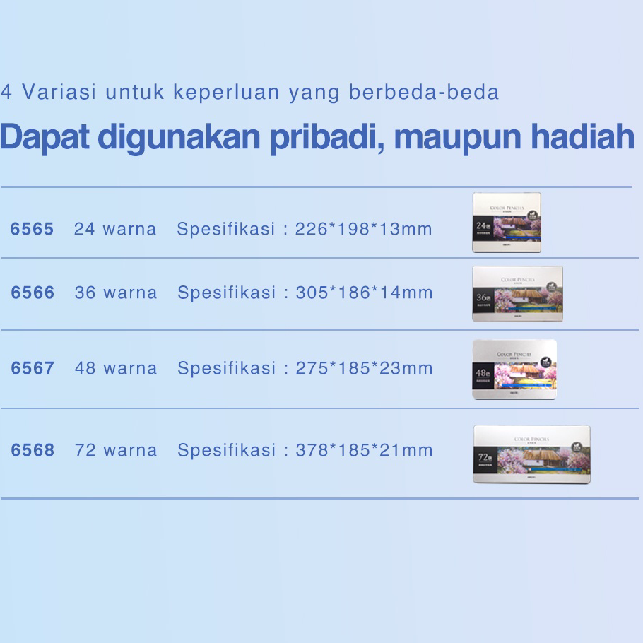 

Laris Deli High-grade Oil Pencil Color Pensil Warna Minyak 48/72 Warna 6567 6568