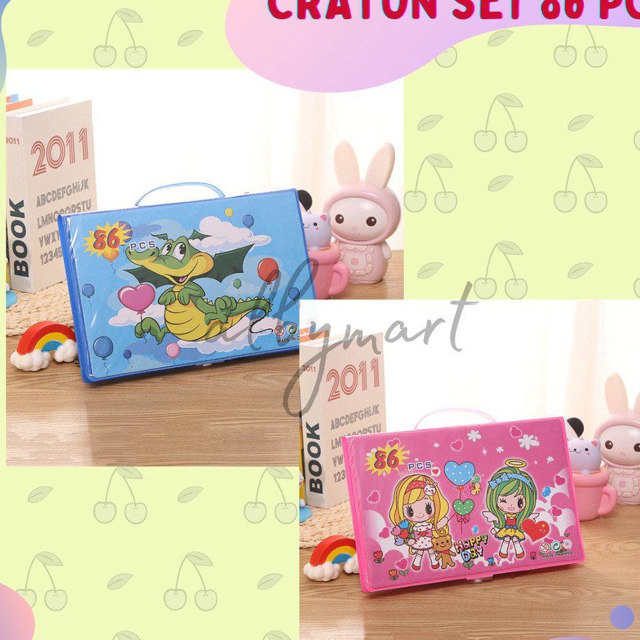 

➞✸✿ Colouring Set 86 pcs Pensil Warna Crayon set Stationary Kado anak Ready