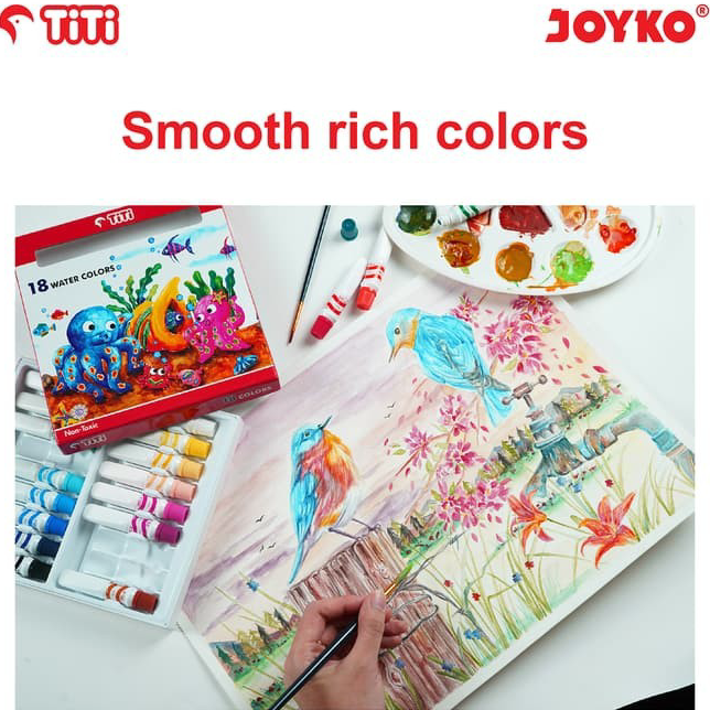 

Ready Stock Water Color Cat Air Joyko TiTi WAC-6ML-12 Warna Colors