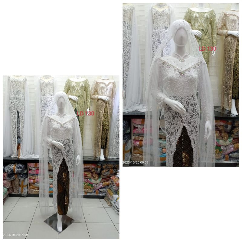 Kebaya Akad Semata Kaki Bahan Brokat Payet