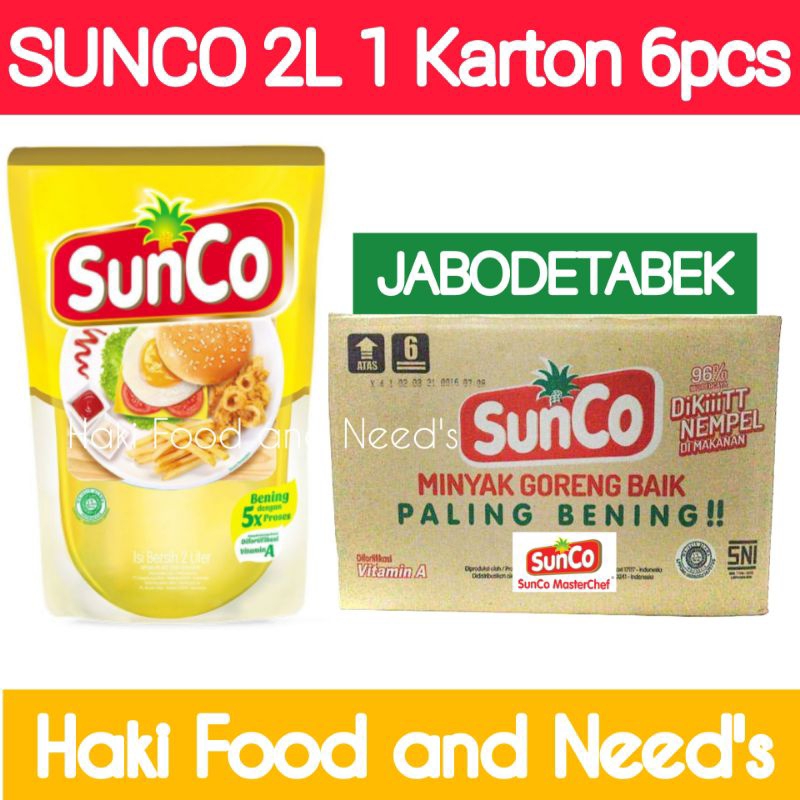 

Minyak Goreng Sunco 2L x 6 pcs 1 Dus Jabodetabek