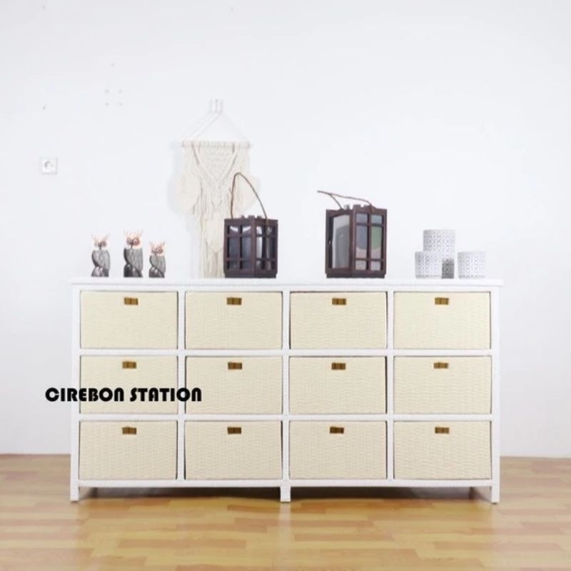 Lemari rotan sintetis 12 Laci Model Modern