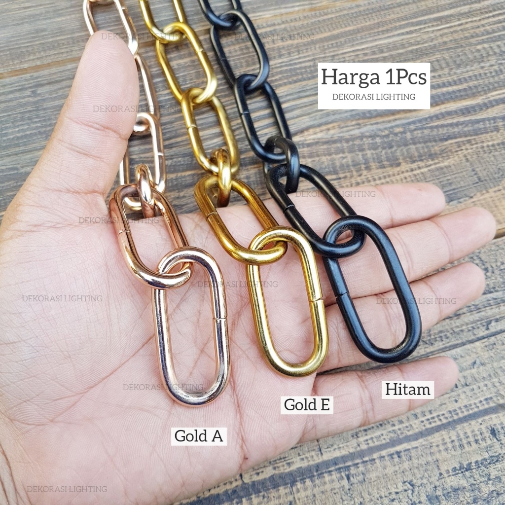 Rantai 1meter 2meter untuk lampu gantung warna hitam dan gold size large dekorasi