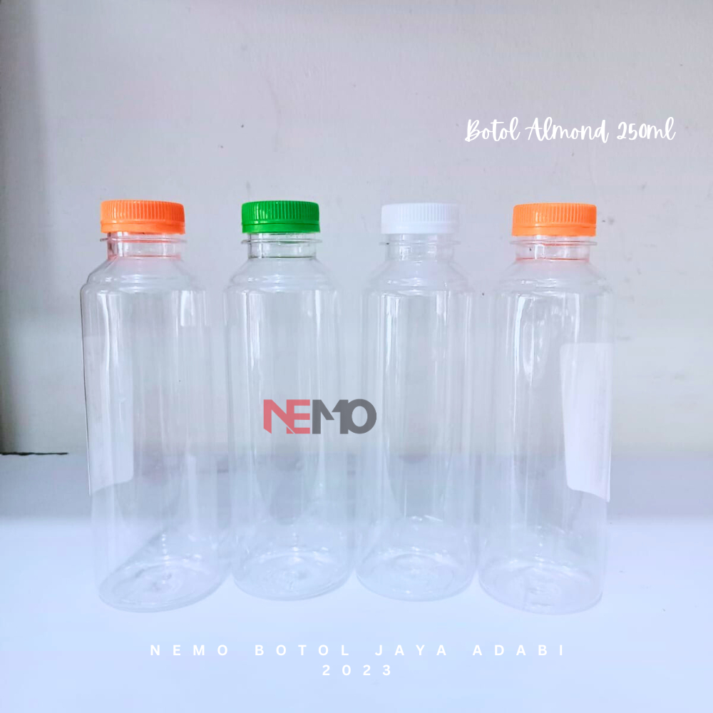 Botol Almond 250ml | Botol Plastik 250ml Almond Bulat Botol Minuman