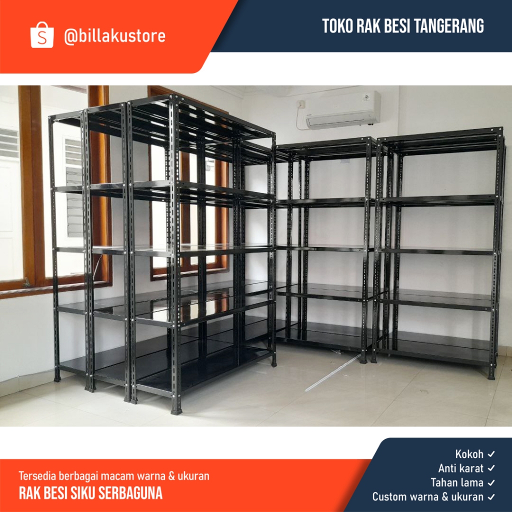 Rak Besi Siku Lubang 5 Susun 100x40x200cm 5 susun