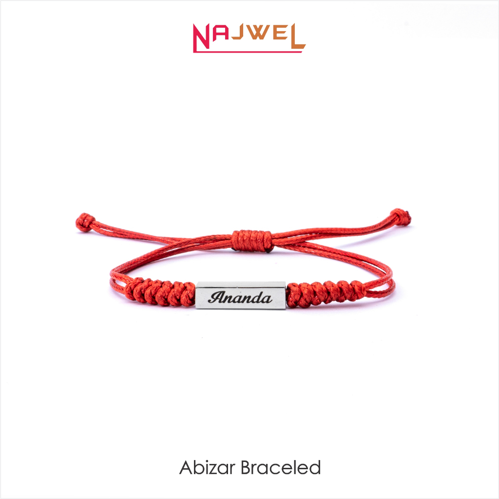 Gelang Tali Ukir Nama Couple Merah Hitam Adjustable