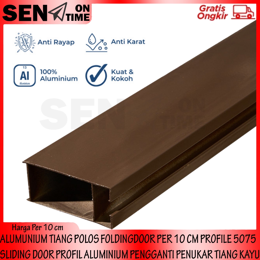 TIANG POLOS FOLDINGDOOR ALUMUNIUM PER 10 CM  PROFILE 5075 SLIDING DOOR PROFIL ALUMINIUM PENGGANTI PE
