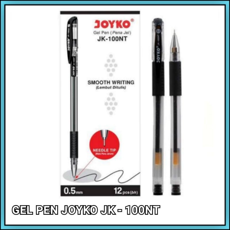 

1 Pak Pulpen Joyko Gel JK 100 NT 0.5 Mm Hitam Isi 12 Pcs