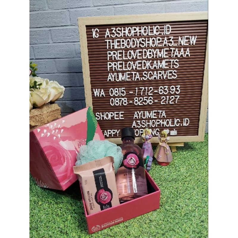 A3 The body shop gift set british rose / moringa / strawberry / fuji green tea / mango the body shop
