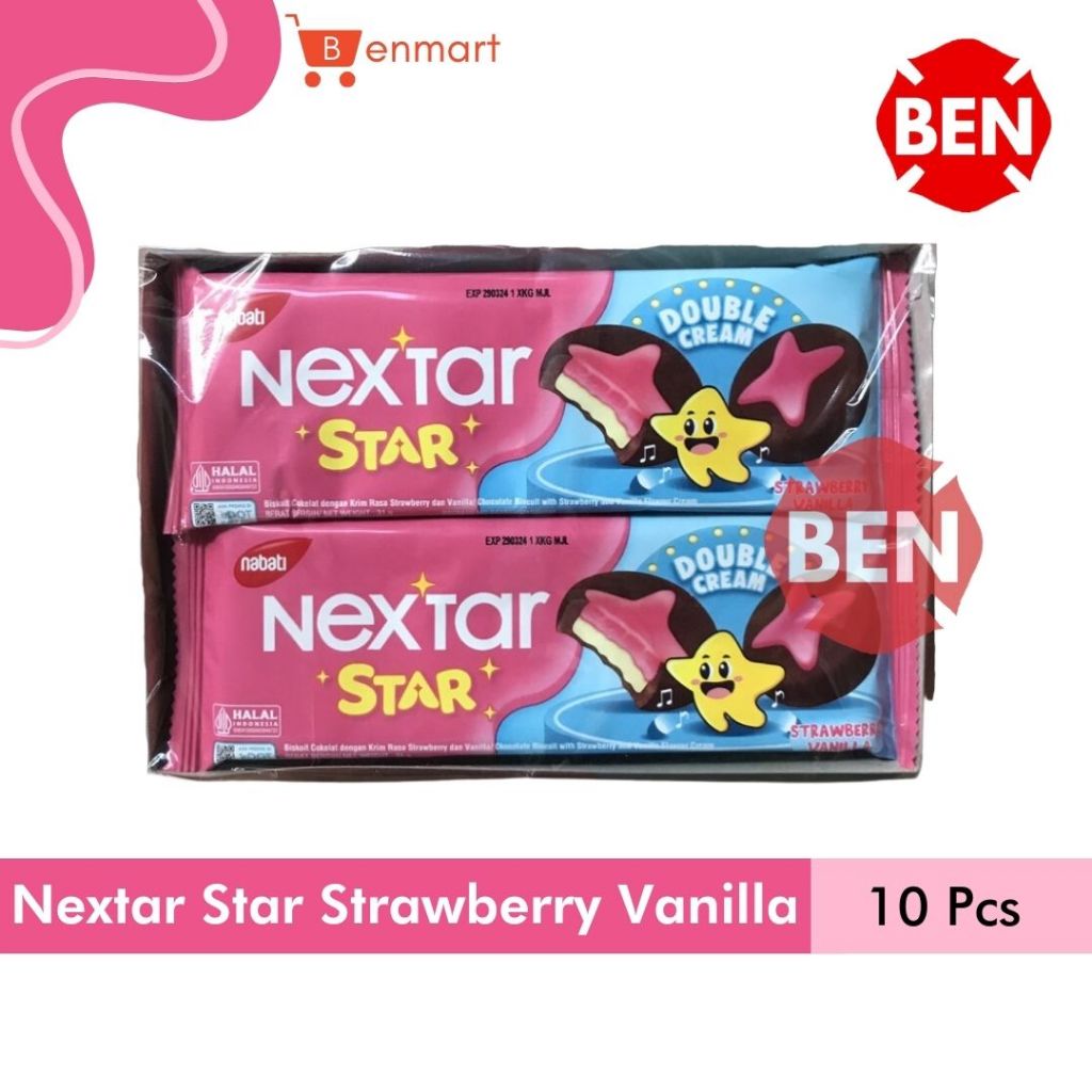 

Nabati Nextar Star Double Cream STRAWBERRY VANILLA 1 Box 10 Stroberi