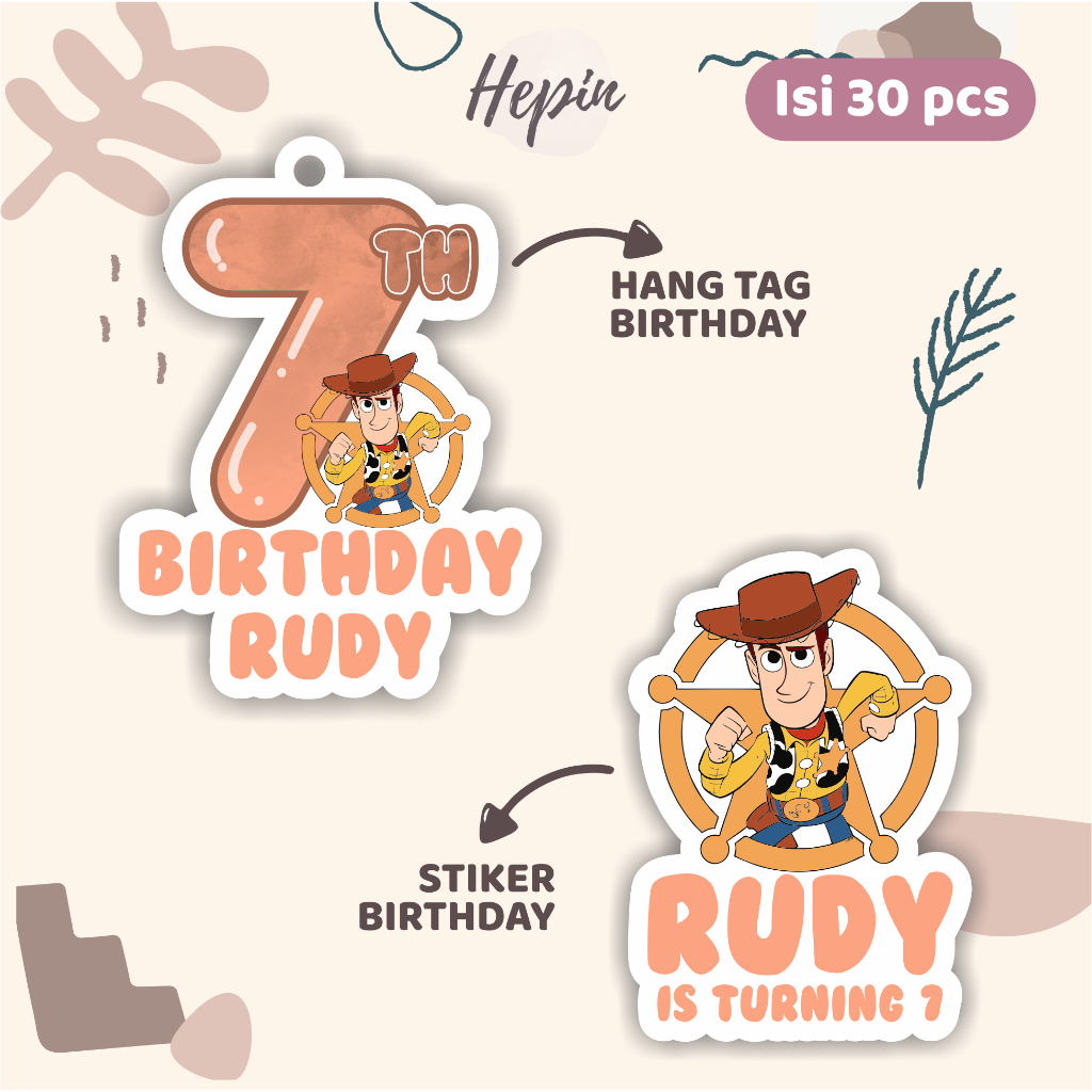 

(30pcs) Hang tag & stiker ulang tahun edisi TOY STORY /label tag ulang tahun murah/hang tag ulang tahun/tag souvenir ulang tahun/stiker nama ualang tahun/diecut stiker&t ag