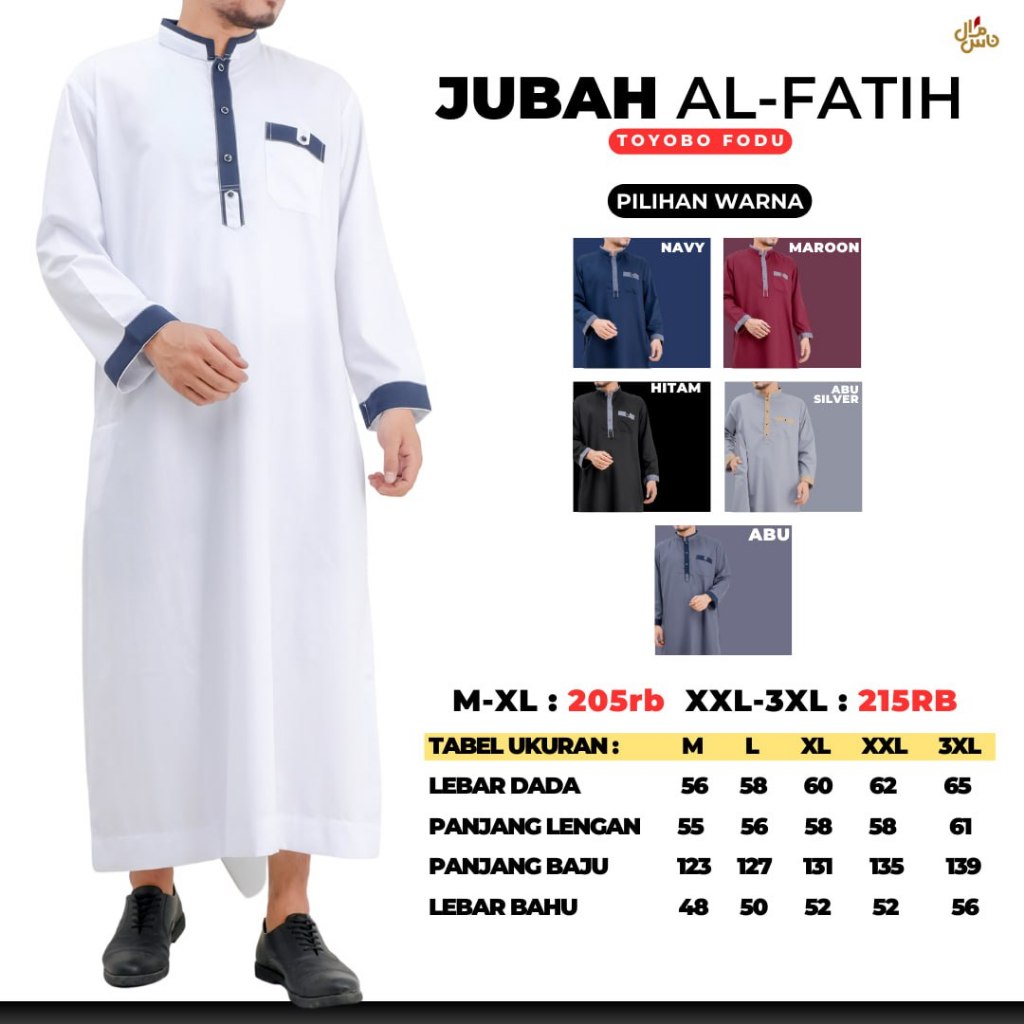 Jubah Pakaian Gamis Fashion Muslim Pria Ikhwan Laki Laki Dewasa Terbaru Lengan Panjang Warna Putih H