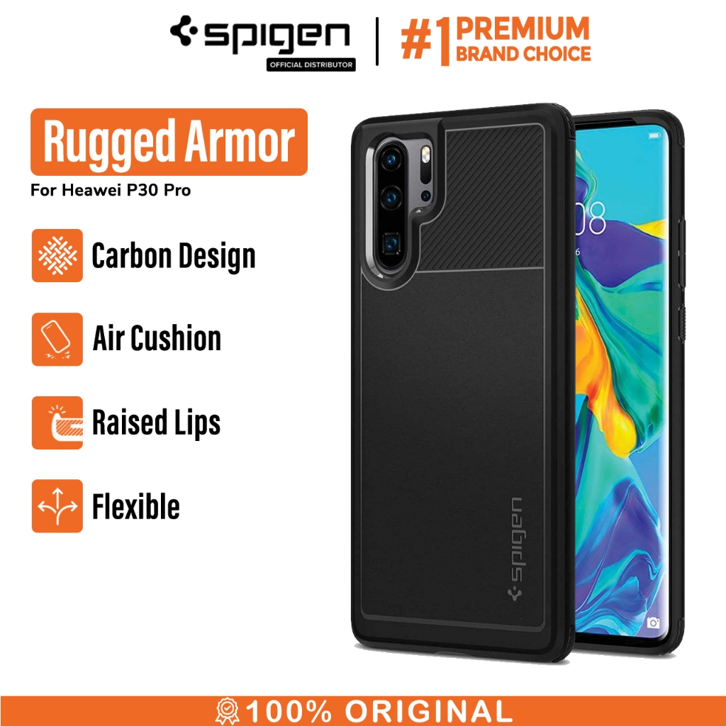 Case HUAWEI P30 Pro Spigen Carbon Fiber Softcase Rugged Armor Original Casing