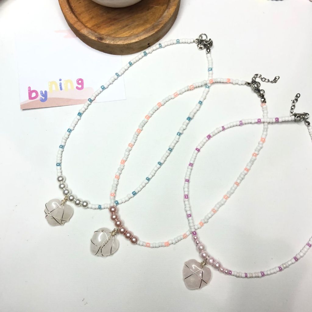 Pembelian Min.15k | Kalung Love | Kalung Persahabatan | Kalung Batu Alam | Kalung Manik | Love Necklace