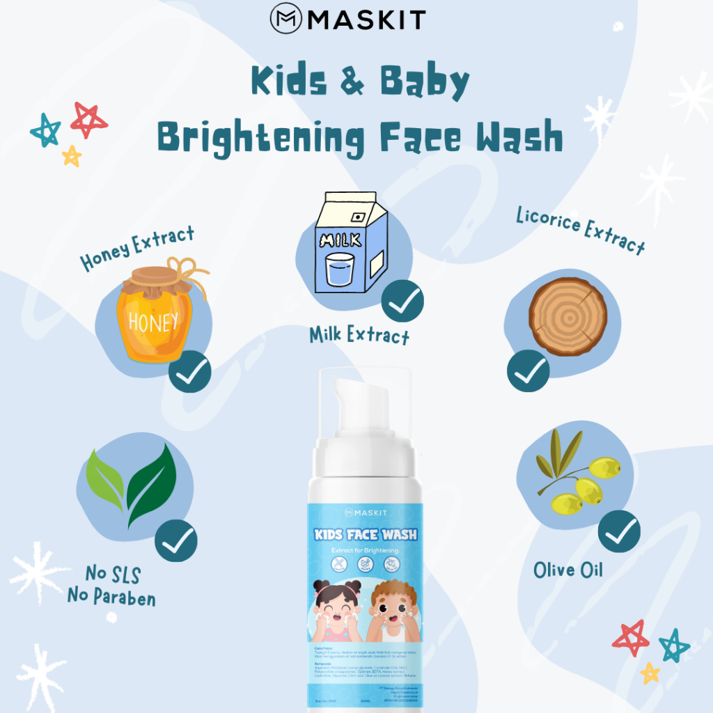 Maskit Kids & Baby Foaming Face Wash Brightening - Sabun Cuci Muka Wajah Foam Anak Bayi Mencerahkan