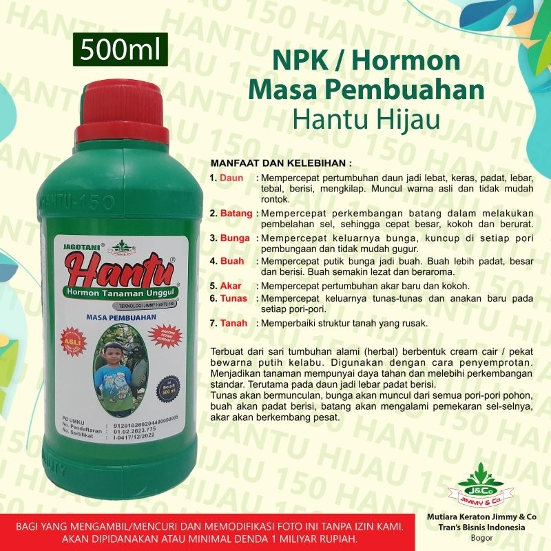 Pupuk Hantu Hijau NPK Masa Pembuahan 500ml Jimmy Hantu