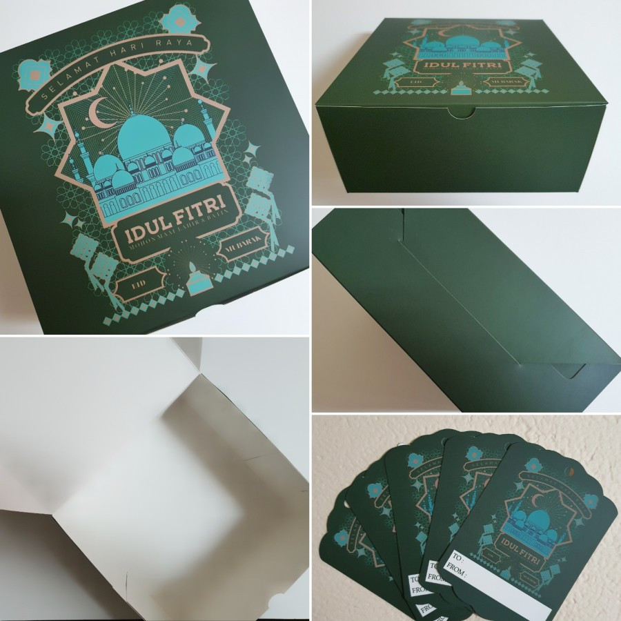 

Dus Idul Fitri Uk. 22x22x10 cm " Mosque " + Tag Dus Special Edition Eid Mubarak (5 Pcs)