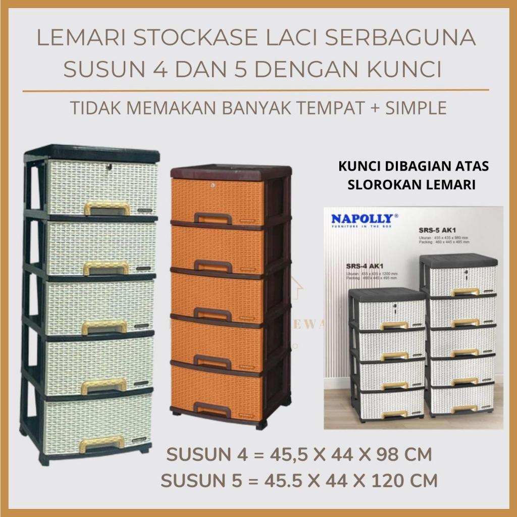LACI SLOROKAN ROTAN MOTIF ANYAM SUSUN 4 SUSUN 5 NAPOLLYI LEMARI LACI TERMURAH NAPOLLY